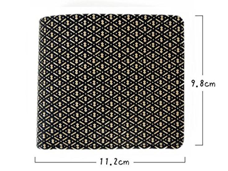 [Inden-ya] Инден Кошелек бифолд 2003 Отделение для купюр C Черная оленья кожа с белым лаковым узором тыквы