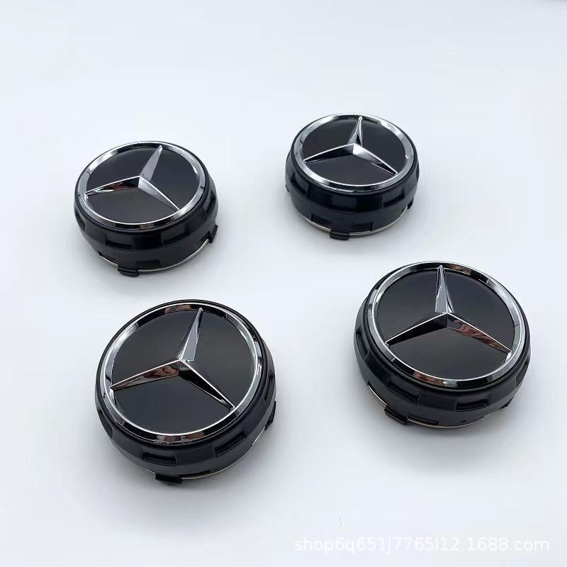 CDR4 4Pcs 75MM Car Wheel Center Hub Cap Cover For Mercedes Benz A B C S Class AMG W212 W205 W204 W211 W213 CLA GLC W176 W221 Sticker