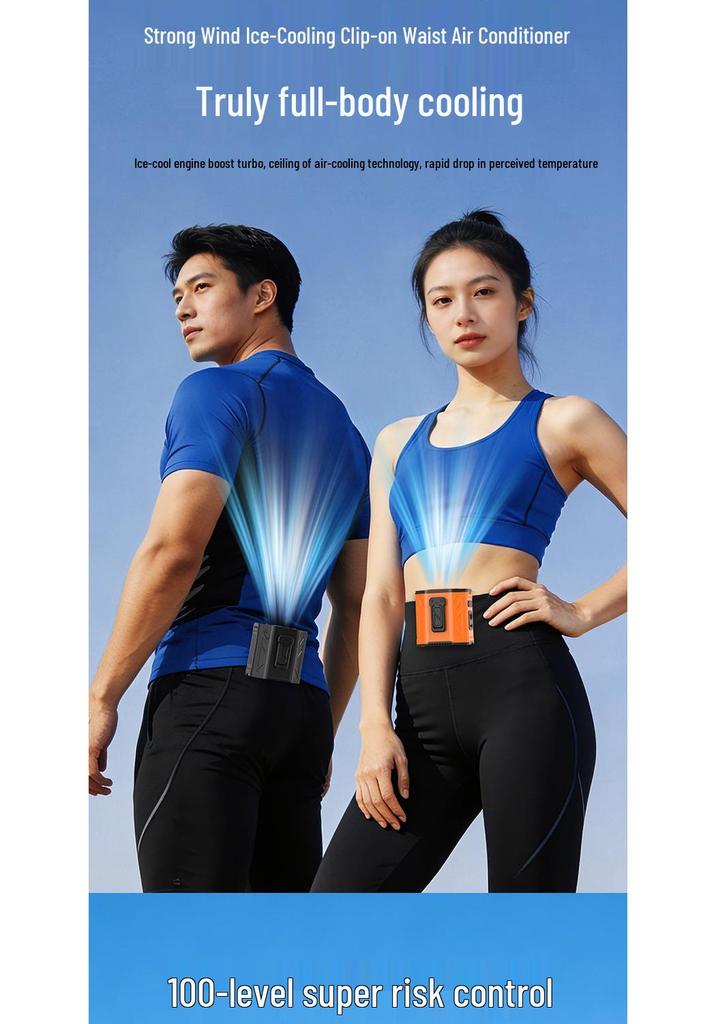 Portable Waist-Hanging Fan with Flashlight & SOS - Outdoor Construction Cooling Tool with Stand