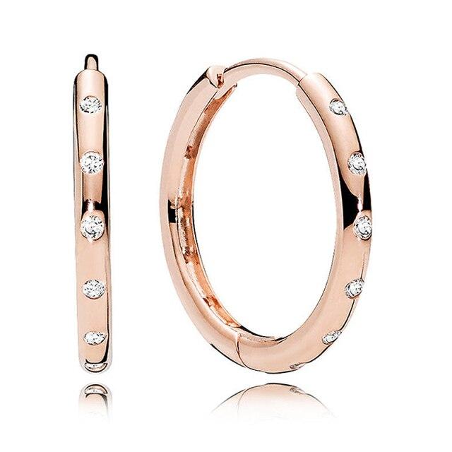 Оригинальные серьги-кольца Rose Signature Hoop Droplets с кристаллами, серьги из стерлингового серебра 925 пробы для женщин, подарок, европейские ювелирные изделия