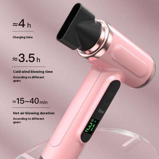 Беспроводной фен Yousheng 200 Вт 15000 мАч с возможностью зарядки через USB, регулируемый ЖК-дисплей, высокая скорость, быстрая сушка, низкий уровень шума, портативный дорожный женский фен