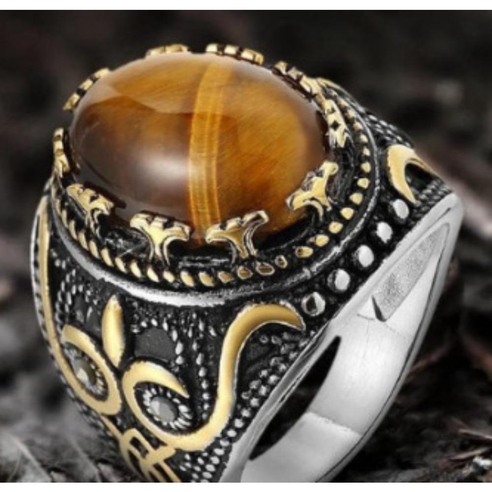 Кольцо из титановой стали с драгоценным камнем для мужчин, минималистичное, овальное, с крупным камнем, уличная модная бижутерия