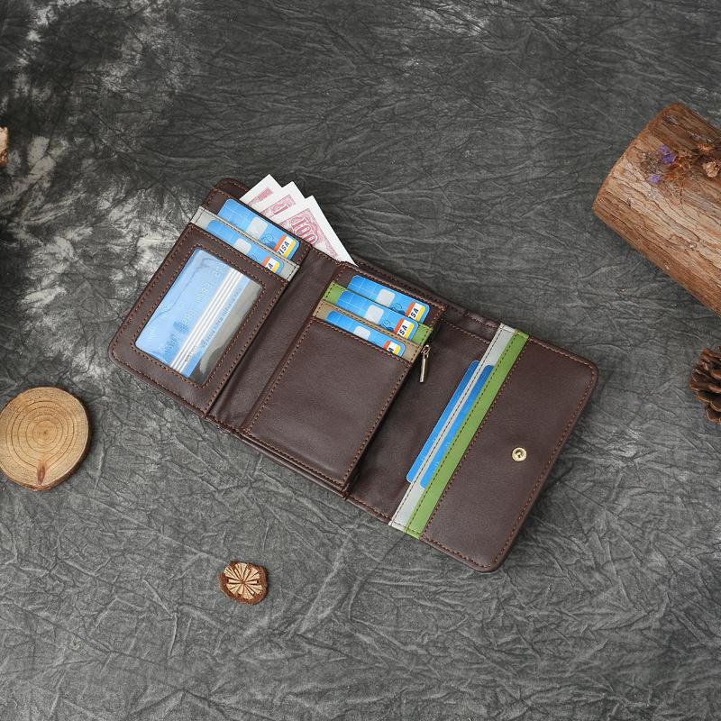 Кошелек из натуральной кожи с радужным плетением, вместительная сумка, многослотовый складной кошелек с пряжкой