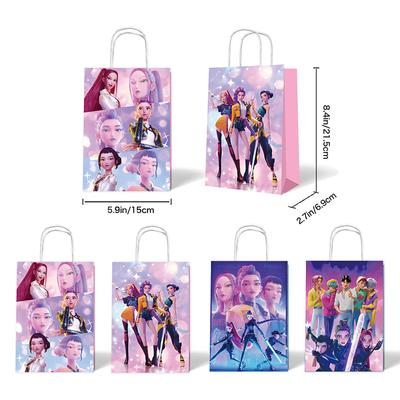 Набор подарочных пакетов Kpop на тему «Истребители демонов», 12 шт., аниме, для детской вечеринки по случаю дня рождения, пакеты для упаковки печенья и конфет, принадлежности для хранения подарков