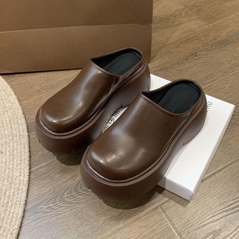 Spring Flats Platform Mules Shoes Women Slingback Slippers Shoes 2024 Designer Fad Sandals New Casual Walking Flip Flops Female