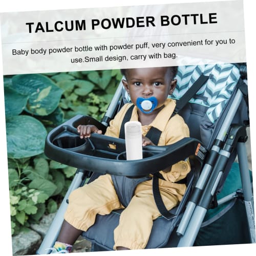 2-Piece Generic Powder Puff Box, Travel-Size Baby Powder Container, Secret Tin, Clean, Portable Powder Puff Bottle, White Plastic, for Powder Storage