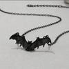 Gothic Black Bat Chain Necklace - Halloween Vampire Jewelry