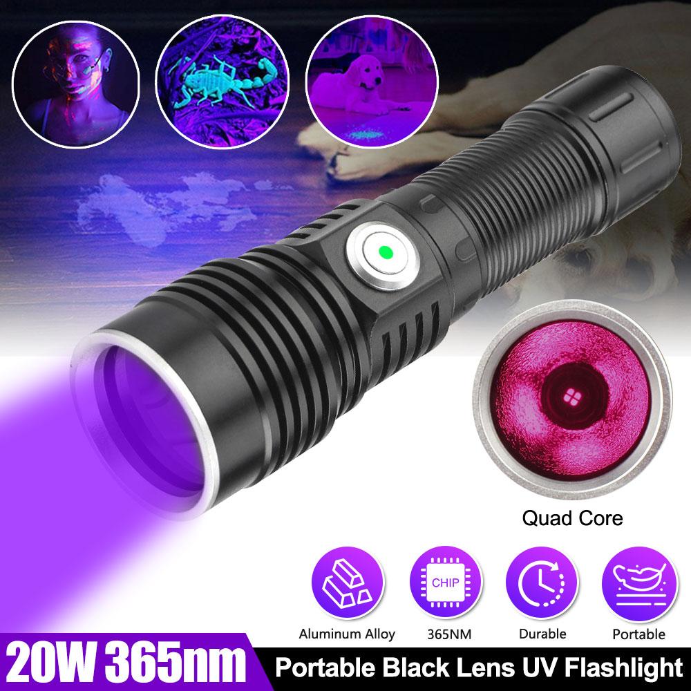 20W UV Flashlight Type-C Rechargeable Portable Waterproof UV Light Torch Flashlight 2025