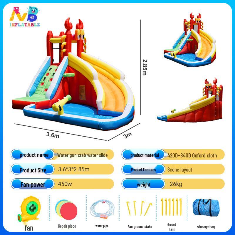 Kids' Outdoor Inflatable Water Slide & Castle Playground