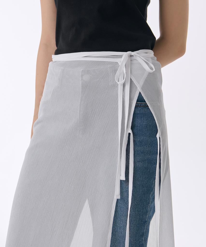 Musinsa Standard Woman Women'S Sheer Crinkle Layered Wrap Skirt_Long [White]