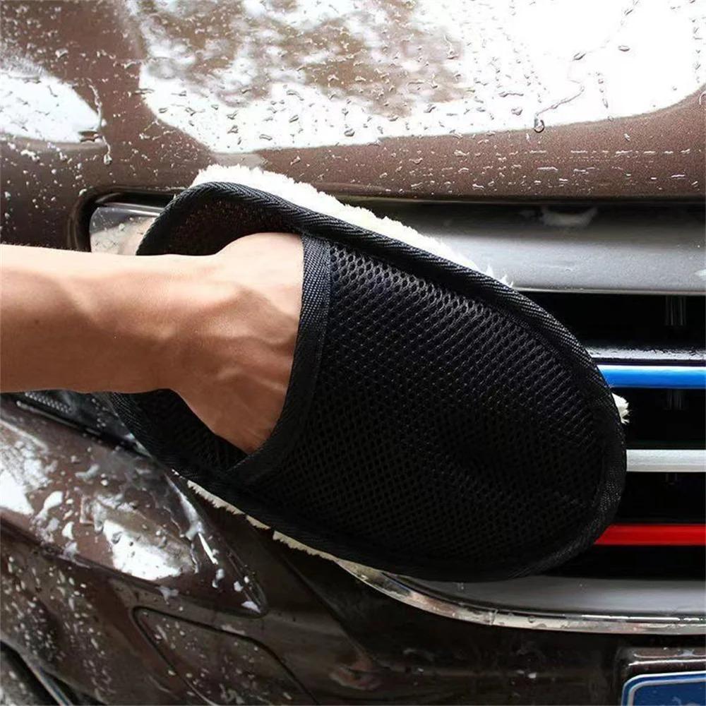 Car Washing Imitation Wool Velvet Gloves Thickened Plush Car Wiping Gloves waxed Thickened Polished Car Cleaning Beauty Gloves