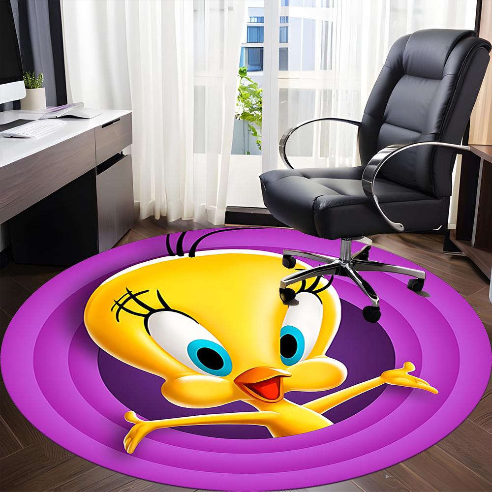 1pc Looney Tunes Tweety Bird Office Round Area Rug, Under Office Chairs Bedroom Living Room Home Decor a1022361