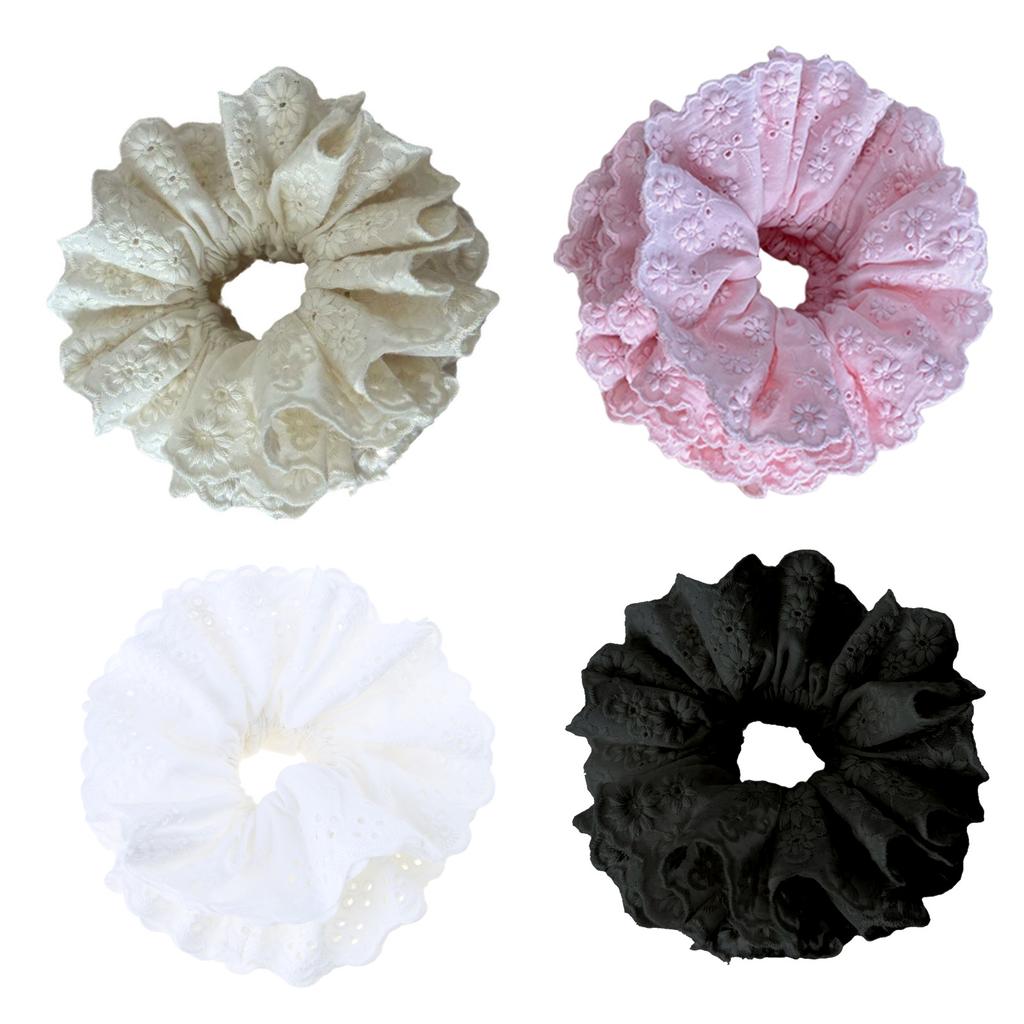 Hollows Laces Hair Tie Big Flower Lolitas Hair Rope Lace Scrunchies Hair Rope for Women and Girls