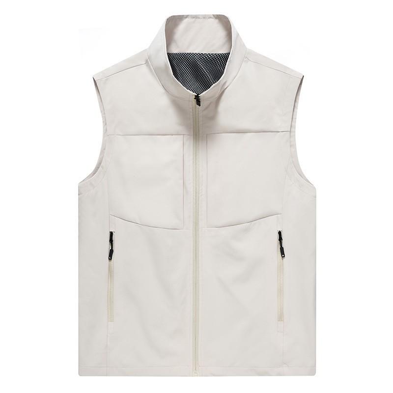 Mens Stand Collar Open Front Vest Outdoor Fishing Casual Wear