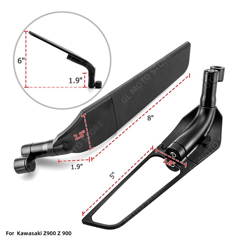 For Kawasaki Z900 Z 900 Motorcycle Wind Wing Side Rearview Mirror Adjustable Rotating Motorbike Accessories Reversing
