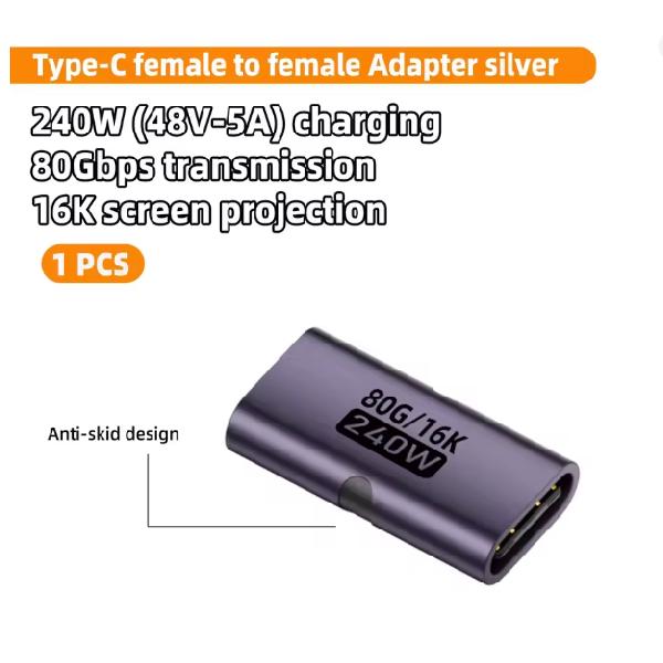 1-10 шт. 240 Вт PD USB C Female-Female Адаптер 80 Гбит/с Высокоскоростной 16K 60 Гц Видео для MacBook Pro Air IPad Type-C ХАБ Конвертер