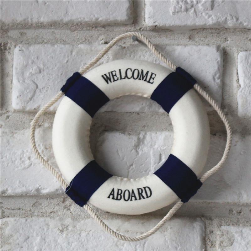 1Pc Welcome Aboard Nautical Life Lifebuoy Ring Boat Wall Hanging Home Decor
