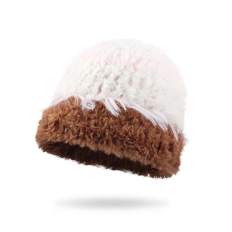 Корейские шапки-бини Ins Color Splicing, зимние, уличные, холодостойкие и теплые, защита ушей, плюшевые русские шапки для мужчин и женщин