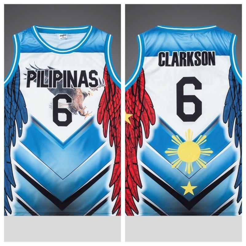 Баскетбольная форма Филиппин - Сине-красная с графикой крыла "PILIPINAS 6" Дизайн с орлом Художественная спортивная форма