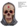 Realistic Human Skull Model Retro Resin Skull Head Statue with Hood Spooky Halloween Home Desktop