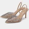 Fashion Bling Rhinestone Decorated Transparent PVC Sandals for Women Sexy Pointed Toe Slingbacks High Heels Elegant Evening Dress Shoes