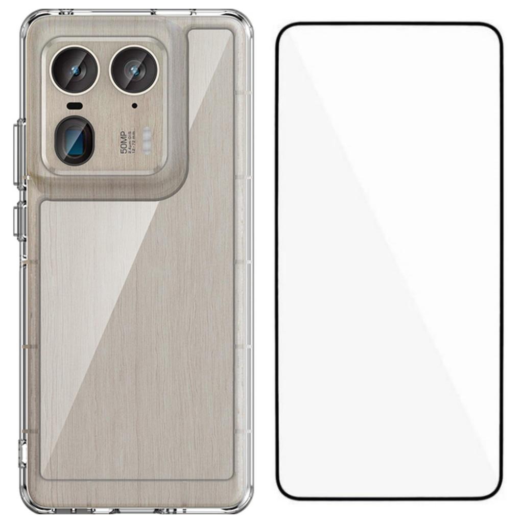 For Motorola Edge 50 Ultra 5G Case WANLONFENG MF Series TPU Acrylic Clear Phone Cover with Tempered Glass Film