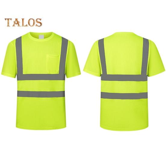 Мужская светоотражающая одежда с коротким рукавом и круглым вырезом, светоотражающая футболка с сетчатыми вставками, промышленная рабочая одежда