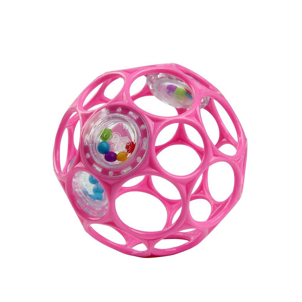 Bright Starts Oball Rattle Stroller Teething Toy for Babies 0 Months and Baby 12030 - Toy, Up, Softball, Pink,