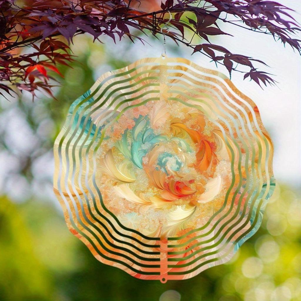 Vibrant Stained Glass Wind Chime with 360 Rotation Colorful Outdoor Decor for Garden Balcony Creative Gift Idea Hanging Ornament