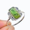 Natural Green Tourmaline Gemstone 925 Sterling Silver Banquette Ring Size 6.5 US