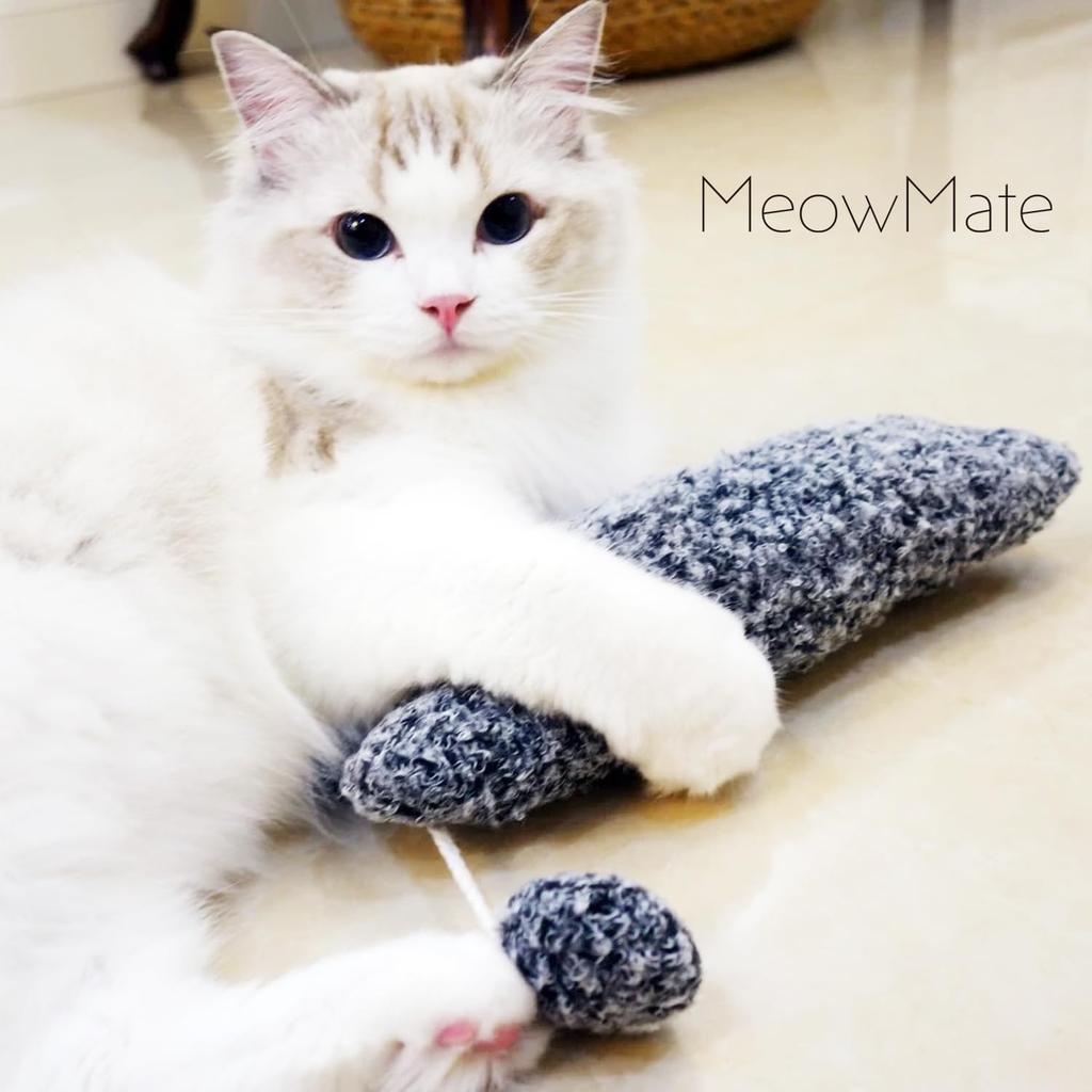Игрушка-пиналка MeowMate для пушистого снятия стресса с кошачьей мятой 37 см Плюшевая игрушка Кошки, Серый, [Большой размер] Длинная,