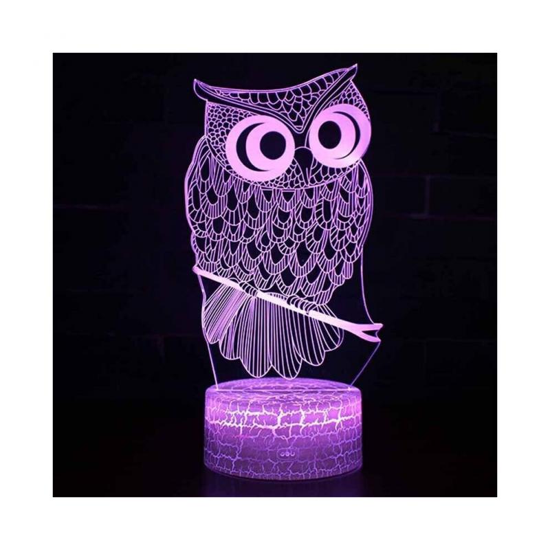Touch Switch Table Desk Lamp Kid Fashion 3D Owl LED Night Light Bedroom Decor Xmas Gifts