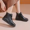 New 2024 Women Boots Women Genuine Leather Warm Wool Winter Boots Wedge Shoes Soft Bottom Anti Slip Woman Ankle Boots