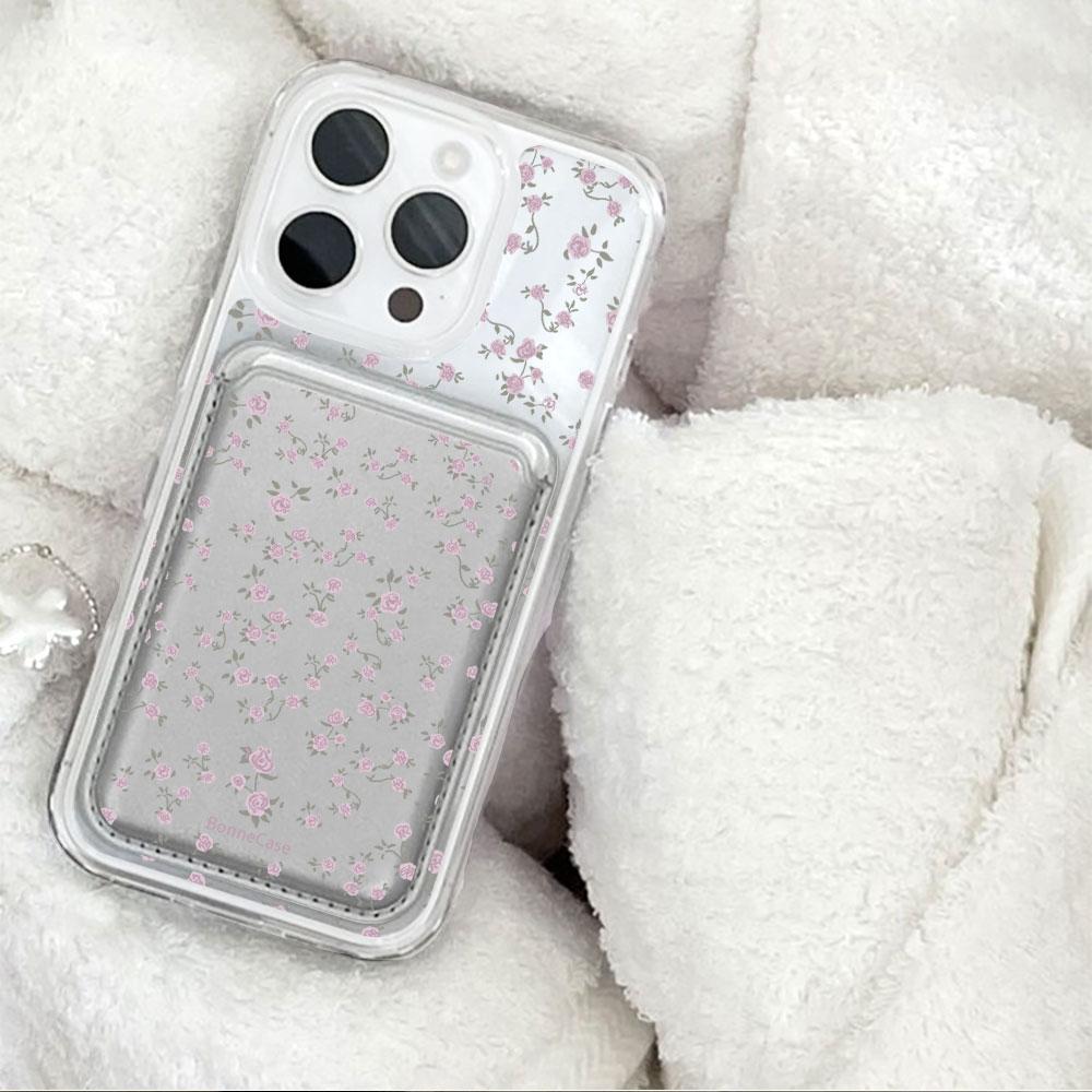 Полный экран Розовые цветочные фрагменты Для кошелька Magsafe Магнитный держатель для карт Чехол для телефона Для iPhone 16 13 15 14 17 Pro Max 16E Чехол