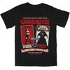 Black Dual Red Frame Movie Poster Graphic Tee Top Crackle Red Header Middle Two Character Panel Chest Oversized Tops