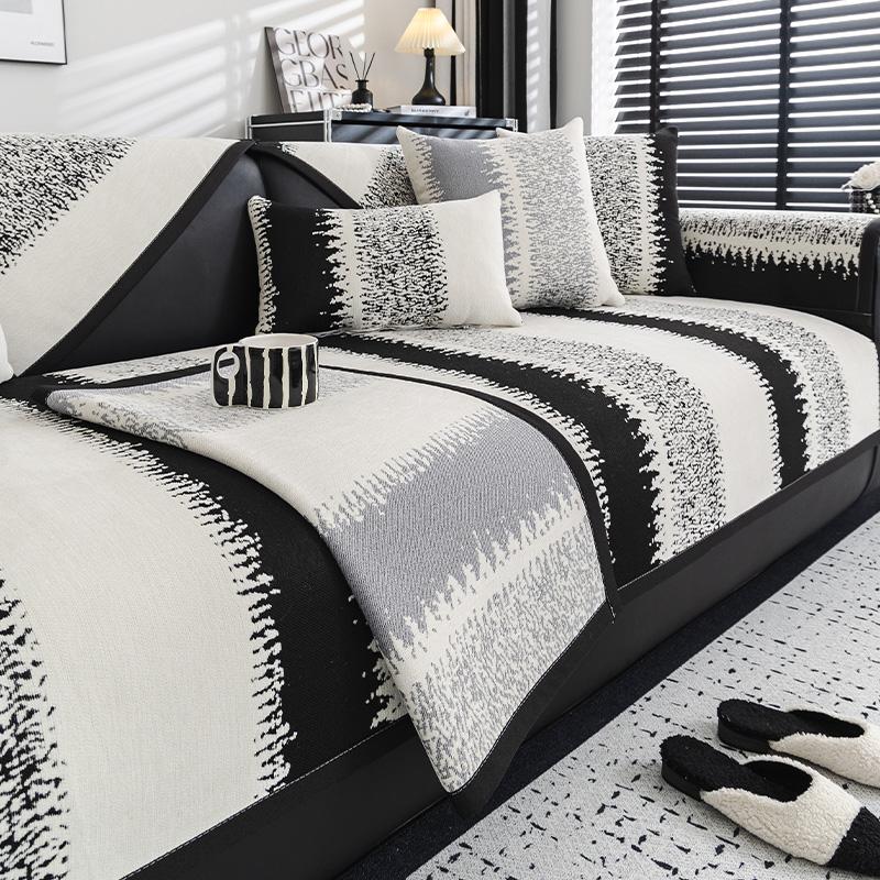 Осенний домашний чехол из шенилловой ткани в полоску Funda Sofa Mat Non-slip Anti-cat Sofa Cushion Couch Sofa Covers Mat