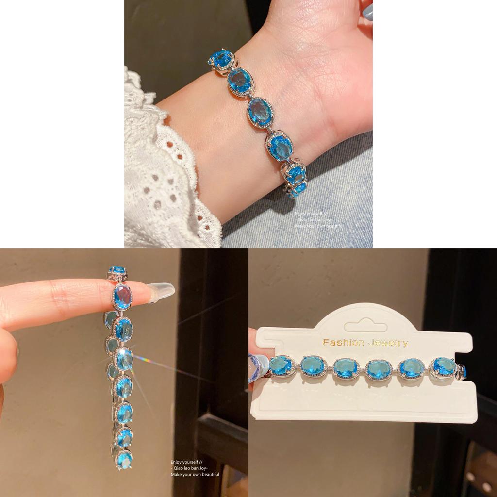 Womens Zircon Oval Cuff Bracelet With Geometric Style Light Luxury Office Wear Gift Idea