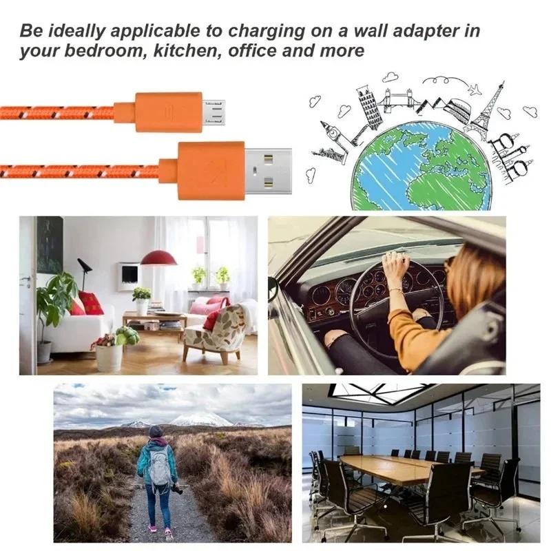 1-4pcs Micro Cable USB Fast Charge Data Cable For Xiaomi Redmi Huawei Android Mobile Phone 0.5m1M 2M 3M Nylon Braided USB Cables