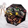 Monster Truck Themed Travel Umbrella 8 Ribs Automatic Opening and Closing, Portable Folding Design, Compact and Stylish Umbrella Suitable fo