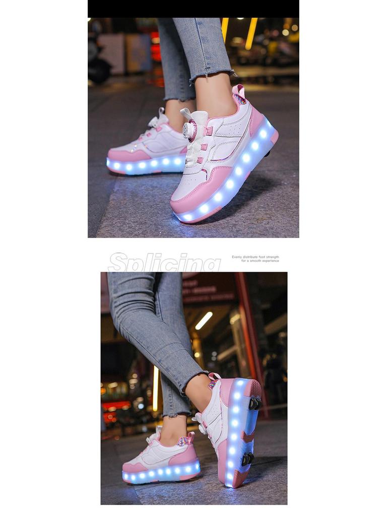 Перезаряжаемые светодиодные роликовые коньки для детей с четырьмя колесами