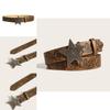 Womens Star Pattern Faux Leather Belt With Alloy Snap Buckle For Casual Wear