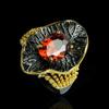 Exaggerated Irregular Black Gold Ring New Red Zircon Jewelry Bohemian Style Party Jewelry