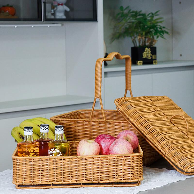 Двухъярусная корзина для пикника из искусственного ротанга