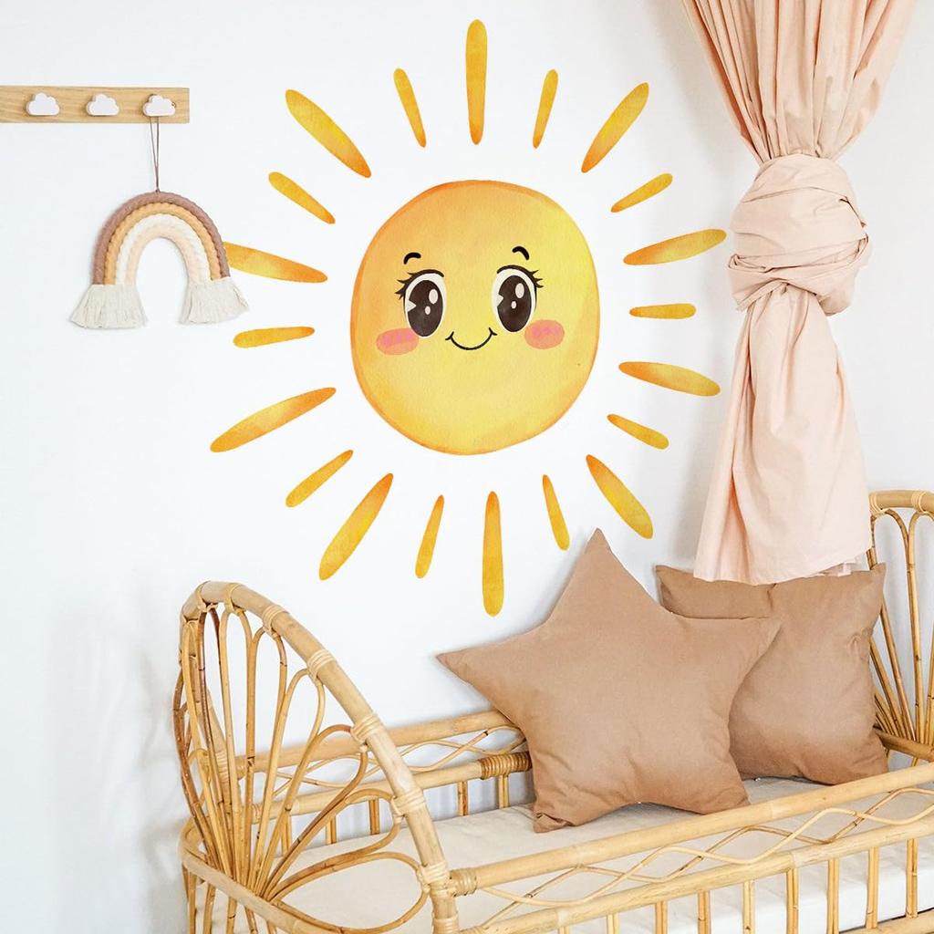 Милые наклейки на стену с солнцем, стильные DIY наклейки на стену комнаты и для аренды комнаты, обои, съемные, декор, детское искусство, обои для мальчика/девочки,