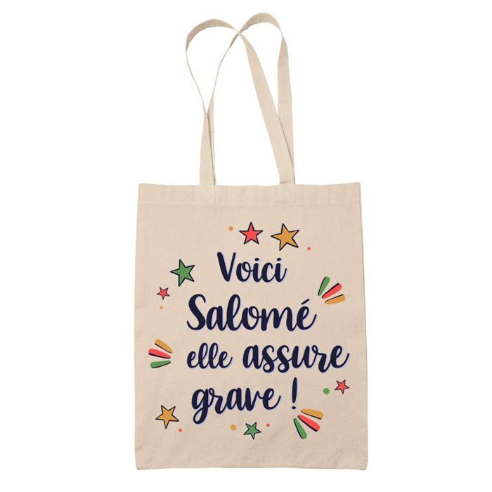 Sac cabas - PLANETEE - Salomé elle assure grave ! - Jute - Beige - Imprimé en France