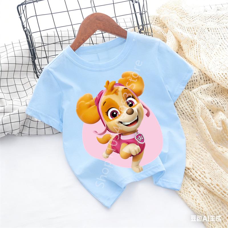 Paw Patrols Baby TShirt Girls Boys Clothes Cartoon Anime Chase Skye Figure Printed Toddler Tops Summer Clothes Gift