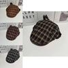 Vintage Plaid Flat Cap Breathable Polyester Beret For Casual And Office Wear