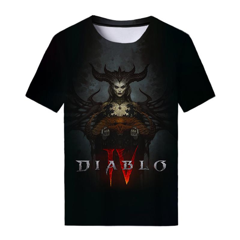 Новая игра Diablo 4, футболки с 3D принтом для мужчин и женщин, повседневная модная уличная одежда, футболка большого размера с короткими рукавами, детские футболки, топы, одежда