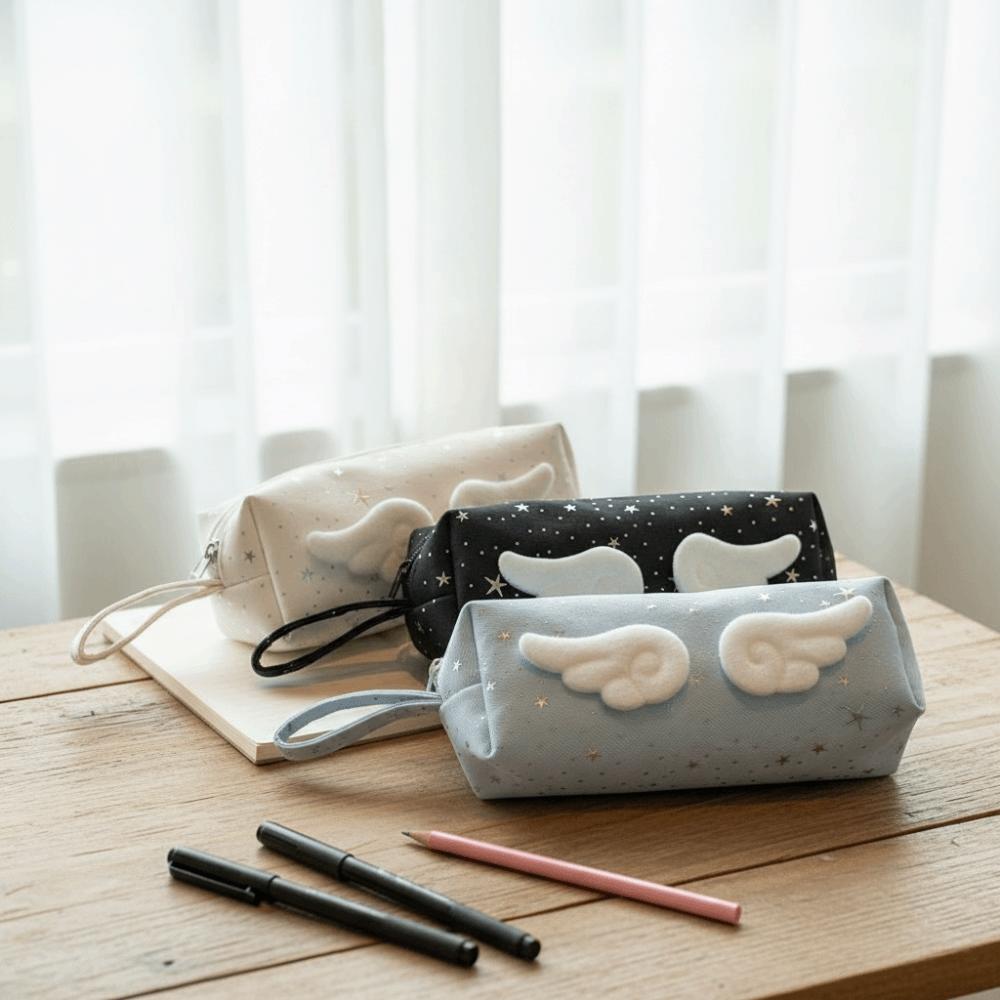 Y2k Wings Star Dots Pencil Case Desktop Storage Pencil Pouch Korean Style Pen Bag School