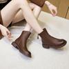 Autumn Leather Martin Boots Women's Rear Zipper Women's Leather Boots One Pedal Platform Casual Shoes